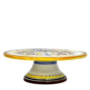 Deruta Italy Ceramic Raffaellesco Pedestal Hand Painted 12" Cake Stand-Stunning